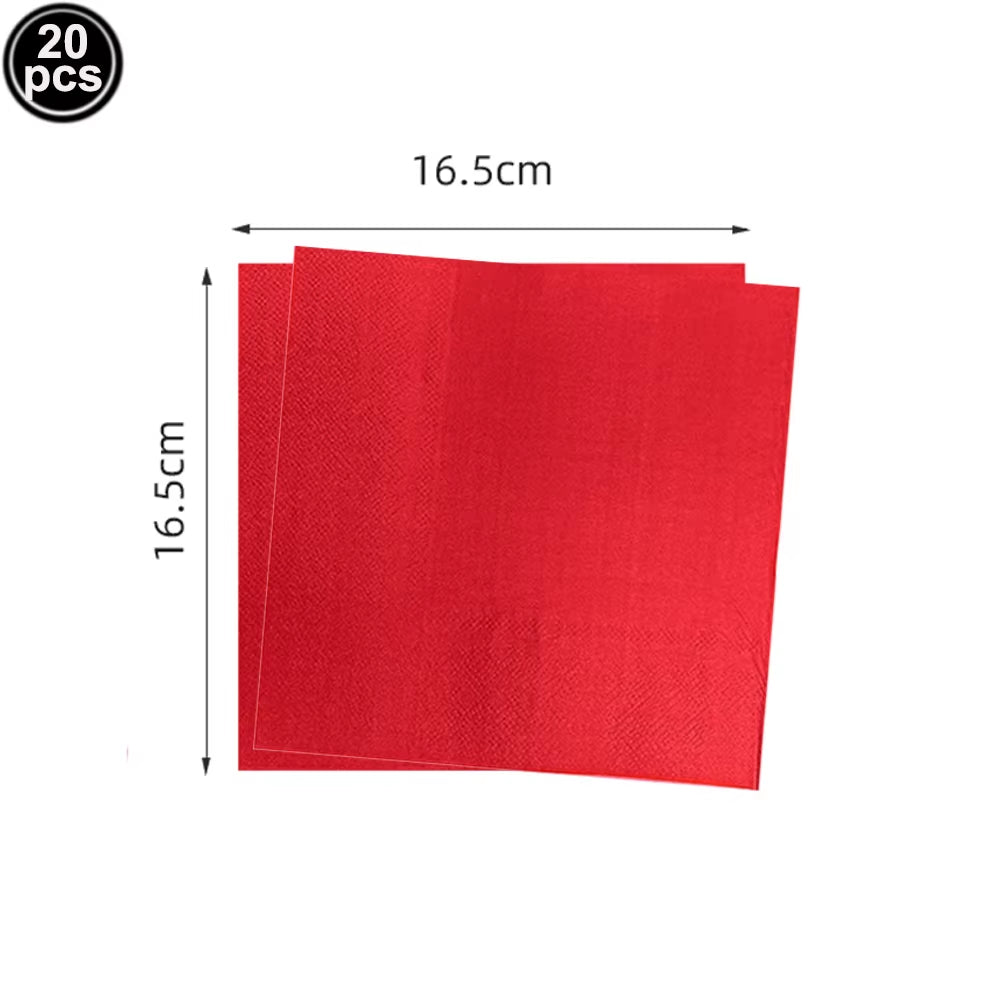 80/100Pcs serviettes en papier couleurs uni