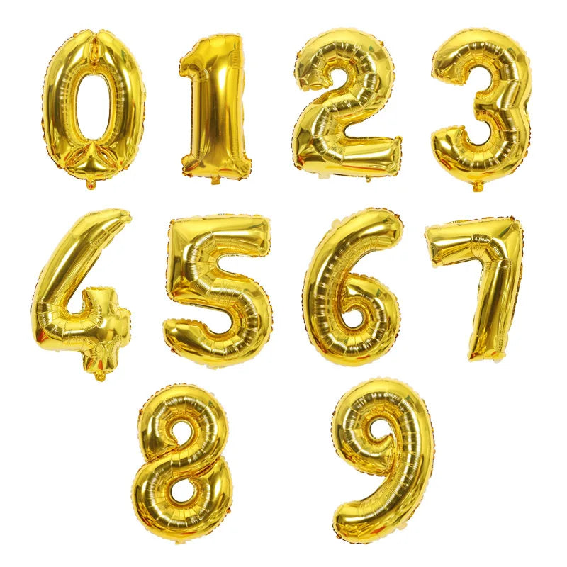 Big 16 32 40 Inch Balloons Number 16 18 21 30 40 50 Silver Gold Foil Balloon Happy Birthday Decoration Anniversary Party Decor