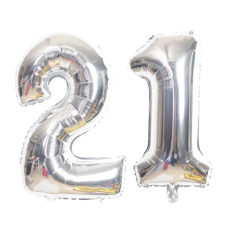 Big 32 Inch Balloons Number 0 1 2 3 4 5 6 7 8 9 Silver Gold Foil Balloon Happy Birthday Decoration Anniversary Party Decor
