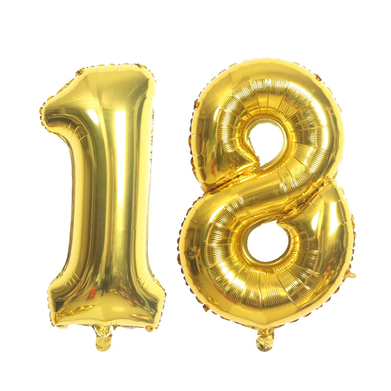 Big 32 Inch Balloons Number 0 1 2 3 4 5 6 7 8 9 Silver Gold Foil Balloon Happy Birthday Decoration Anniversary Party Decor