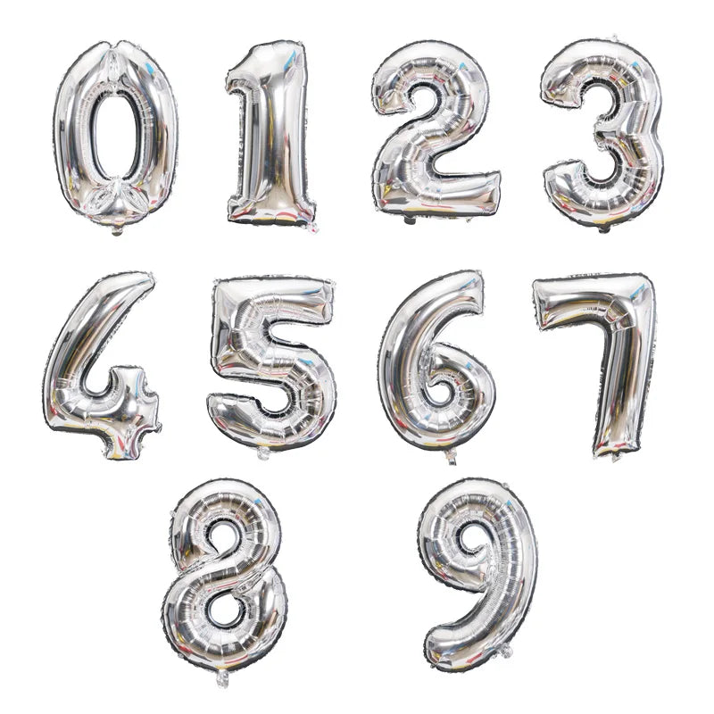 Big 16 32 40 Inch Balloons Number 16 18 21 30 40 50 Silver Gold Foil Balloon Happy Birthday Decoration Anniversary Party Decor