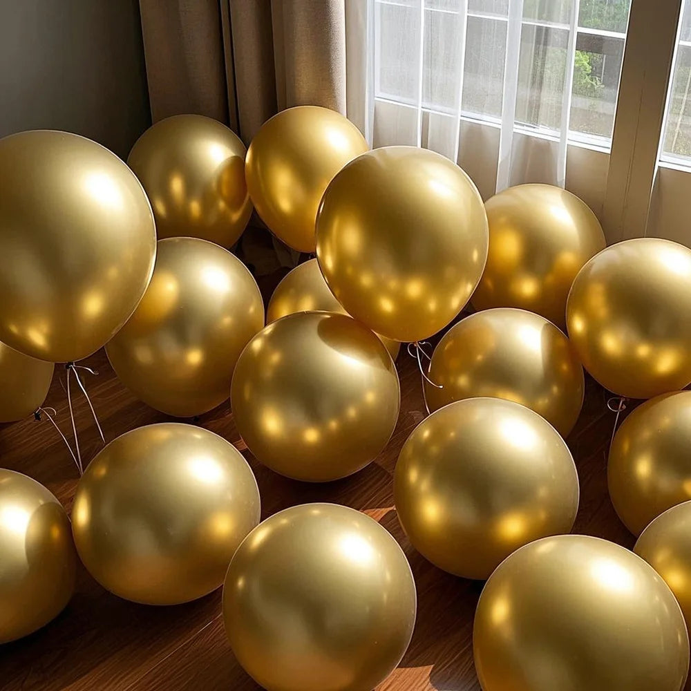 50Pcs Metallic Ballon Birthday Balloons Metal Gold Chrome Silver Rose Gold Balloons for Party Baby Shower Wedding Decorations