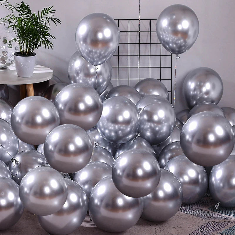 50Pcs Metallic Ballon Birthday Balloons Metal Gold Chrome Silver Rose Gold Balloons for Party Baby Shower Wedding Decorations