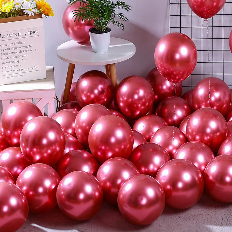 50Pcs Metallic Ballon Birthday Balloons Metal Gold Chrome Silver Rose Gold Balloons for Party Baby Shower Wedding Decorations
